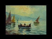 I pescatori 1 (trittico)  Olio su MDF - 9,5 x 11,5 cm